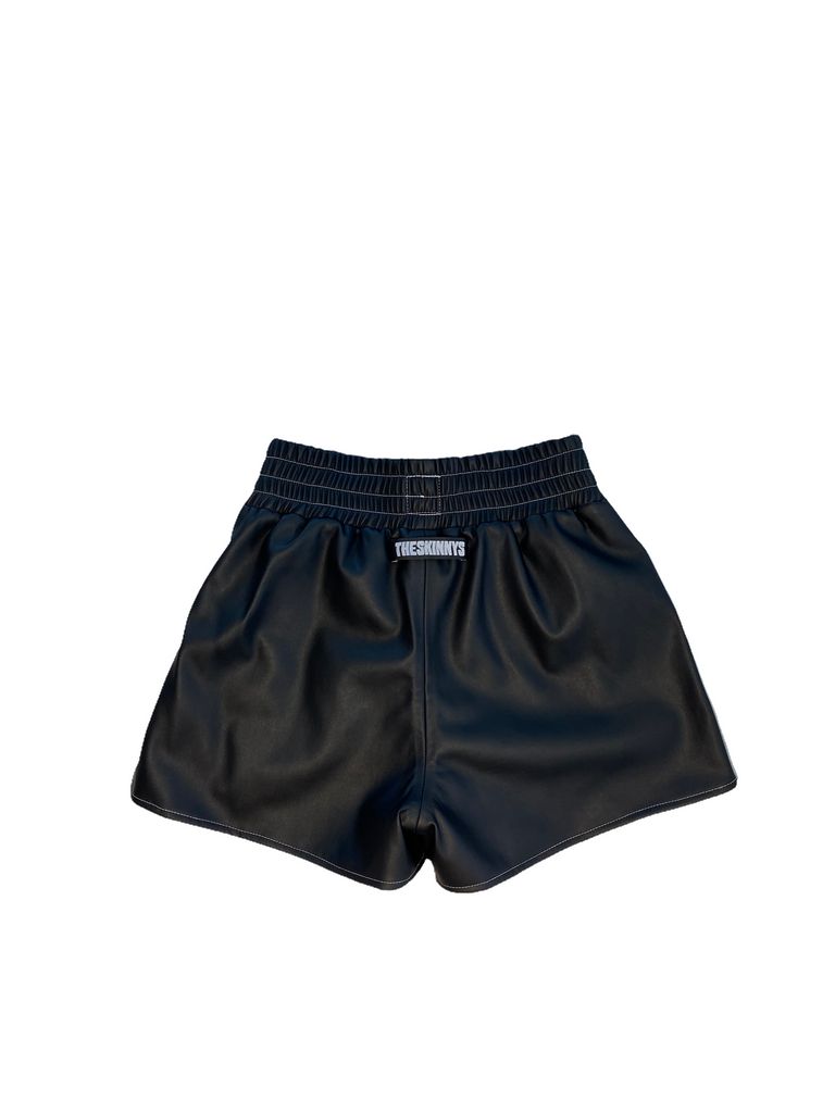 BLACK VEGAN LEATHER BOXER SHORTS