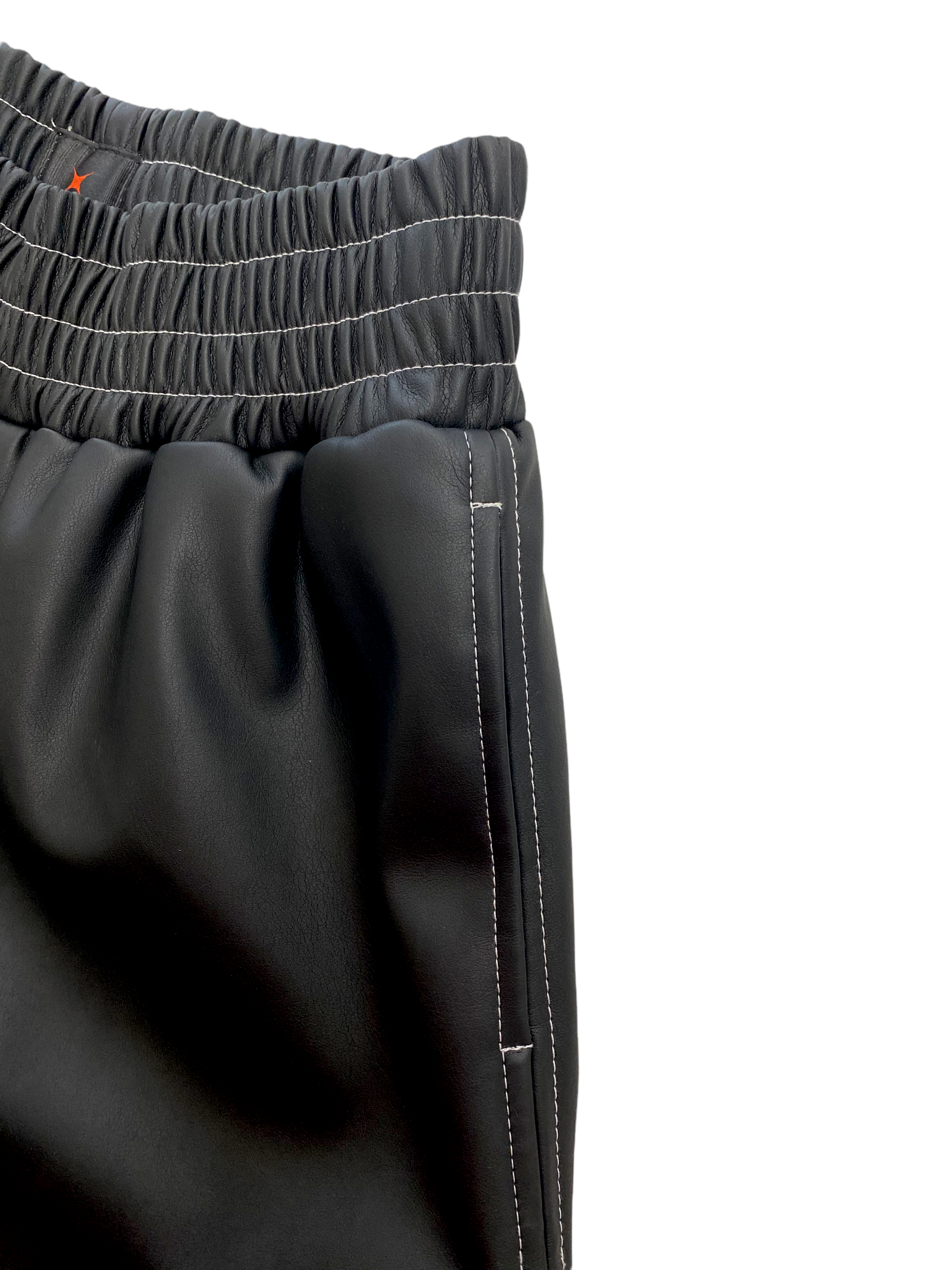 BLACK VEGAN LEATHER BOXER SHORTS